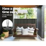 Gardeon Porch Swing Chair With Chain Outdoor Furniture Wooden Bench 2 Seat Brown - Image 4