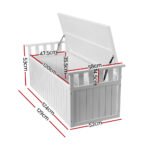 Gardeon Outdoor Storage Bench Box 129cm Wooden Garden Toy Chest Sheds Patio Furniture XL White - Image 2