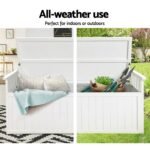 Gardeon Outdoor Storage Bench Box 129cm Wooden Garden Toy Chest Sheds Patio Furniture XL White - Image 5