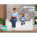 Gardeon Outdoor Storage Bench Box 129cm Wooden Garden Toy Chest Sheds Patio Furniture XL White - Image 6