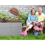 Gardeon Outdoor Storage Box 290L Lockable Organiser Garden Deck Shed Tool Brown - Image 6