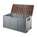 Gardeon Outdoor Storage Box 290L Lockable Organiser Garden Deck Shed Tool Brown - Image 8