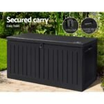 Gardeon Outdoor Storage Box 270L Container Lockable Garden Bench Tool Shed Black - Image 6