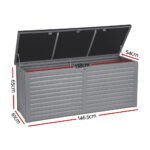 Gardeon Outdoor Storage Box 490L Container Lockable Garden Bench Tools Toy Shed Black - Image 2