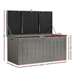 Gardeon Outdoor Storage Box 830L Container Lockable Garden Bench Tool Shed Black - Image 2