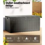 Gardeon Outdoor Storage Box 830L Container Lockable Garden Bench Tool Shed Black - Image 4