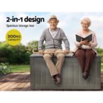 Gardeon Outdoor Storage Box 830L Container Lockable Garden Bench Tool Shed Black - Image 5