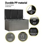 Gardeon Outdoor Storage Box 830L Container Lockable Garden Bench Tool Shed Black - Image 6