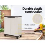 Gardeon Outdoor Storage Cabinet Box 92cm Lockable Cupboard Sheds Adjustable Rattan Beige - Image 7