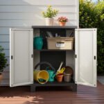 Gardeon Outdoor Storage Cabinet Box 92cm Lockable Cupboard Sheds Adjustable Rattan Beige
