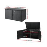Gardeon Outdoor Storage Cabinet Box Deck Wicker Shelf Chest Garden Shed Tools Black - Image 2