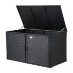 Gardeon Outdoor Storage Cabinet Box Deck Wicker Shelf Chest Garden Shed Tools Black - Image 3