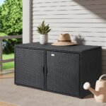 Gardeon Outdoor Storage Cabinet Box Deck Wicker Shelf Chest Garden Shed Tools Black - Image 7