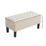 Artiss Storage Ottoman Blanket Box 96cm Linen Taupe - Image 2