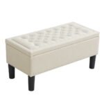 Artiss Storage Ottoman Blanket Box 96cm Linen Taupe - Image 3