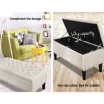 Artiss Storage Ottoman Blanket Box 96cm Linen Taupe - Image 4
