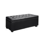 Artiss Storage Ottoman Blanket Box 97cm Leather Black - Image 8