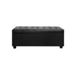 Artiss Storage Ottoman Blanket Box 97cm Leather Black - Image 3