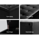 Artiss Storage Ottoman Blanket Box 97cm Leather Black - Image 5