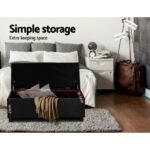 Artiss Storage Ottoman Blanket Box 97cm Leather Black - Image 6