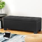 Artiss Storage Ottoman Blanket Box 97cm Linen Black - Image 7