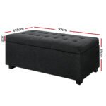 Artiss Storage Ottoman Blanket Box 97cm Linen Charcoal - Image 2