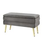 Artiss Ottoman Storage Foot Stool Velvet Grey - Image 7