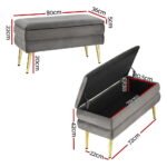 Artiss Ottoman Storage Foot Stool Velvet Grey - Image 2