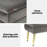 Artiss Ottoman Storage Foot Stool Velvet Grey - Image 6
