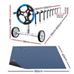 Aqua Buddy Pool Cover 600 Micron 8.5x4.2m w/ Blue Roller 5.55m Black Solar Blanket - Image 2