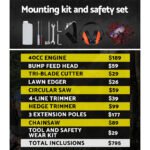 Giantz 4 Stroke Pole Chainsaw Petrol Hedge Trimmer Tree Pruner 12'' 9 In 1 - Image 7