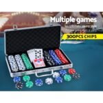300pcs Poker Chips Set Casino Texas Hold'em Gambling Party Game Dice Cards Case - Image 3
