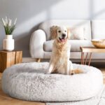 i.Pet Pet Bed Dog Cat 110cm Calming Extra Large Soft Plush White Brown - Image 8