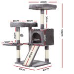 i.Pet Cat Tree 103cm Tower Scratching Post Scratcher Wood Condo House Trees Grey - Image 2