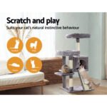 i.Pet Cat Tree 103cm Tower Scratching Post Scratcher Wood Condo House Trees Grey - Image 4
