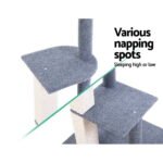i.Pet Cat Tree 124cm Scratching Post Tower Scratcher Trees Wood Condo Board - Image 6