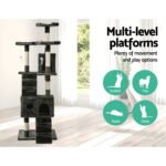 i.Pet Cat Tree 180cm Tower Scratching Post Scratcher Wood Condo House Toys Grey - Image 3