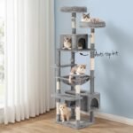 i.Pet Cat Tree 184cm Tower Scratching Post Trees Scratcher Condo House Light Grey - Image 7