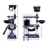 i.Pet Cat Tree 141cm Tower Scratching Post Scratcher Condo Wood House Bed Grey - Image 2