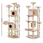 i.Pet Cat Tree 203cm Tower Scratching Post Scratcher Condo Trees House Bed Beige - Image 2