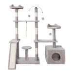 i.Pet Cat Tree 135cm Tower Scratching Post Scratcher Wood Condo House Toys Grey - Image 3