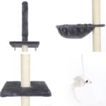 i.Pet Cat Tree 260cm Tower Scratching Post Scratcher Floor to Ceiling Cats Bed Dark Grey - Image 3