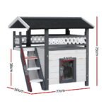i.Pet Outdoor Cat House Shelter 77cm x 50cm x 73cm Rabbit Hutch Wooden Condo Small Outdoor Cat House - Image 2