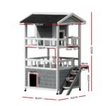 i.Pet Outdoor Cat House Shelter 72cm x 72cm x 127cm Rabbit Hutch Wooden Condo Small Outdoor Cat House - Image 2