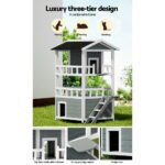 i.Pet Outdoor Cat House Shelter 72cm x 72cm x 127cm Rabbit Hutch Wooden Condo Small Outdoor Cat House - Image 5