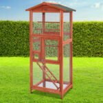 i.Pet Bird Cage 72cm x 60cm x 168cm Pet Cages Large Aviary Parrot Carrier Travel Canary Wooden XL