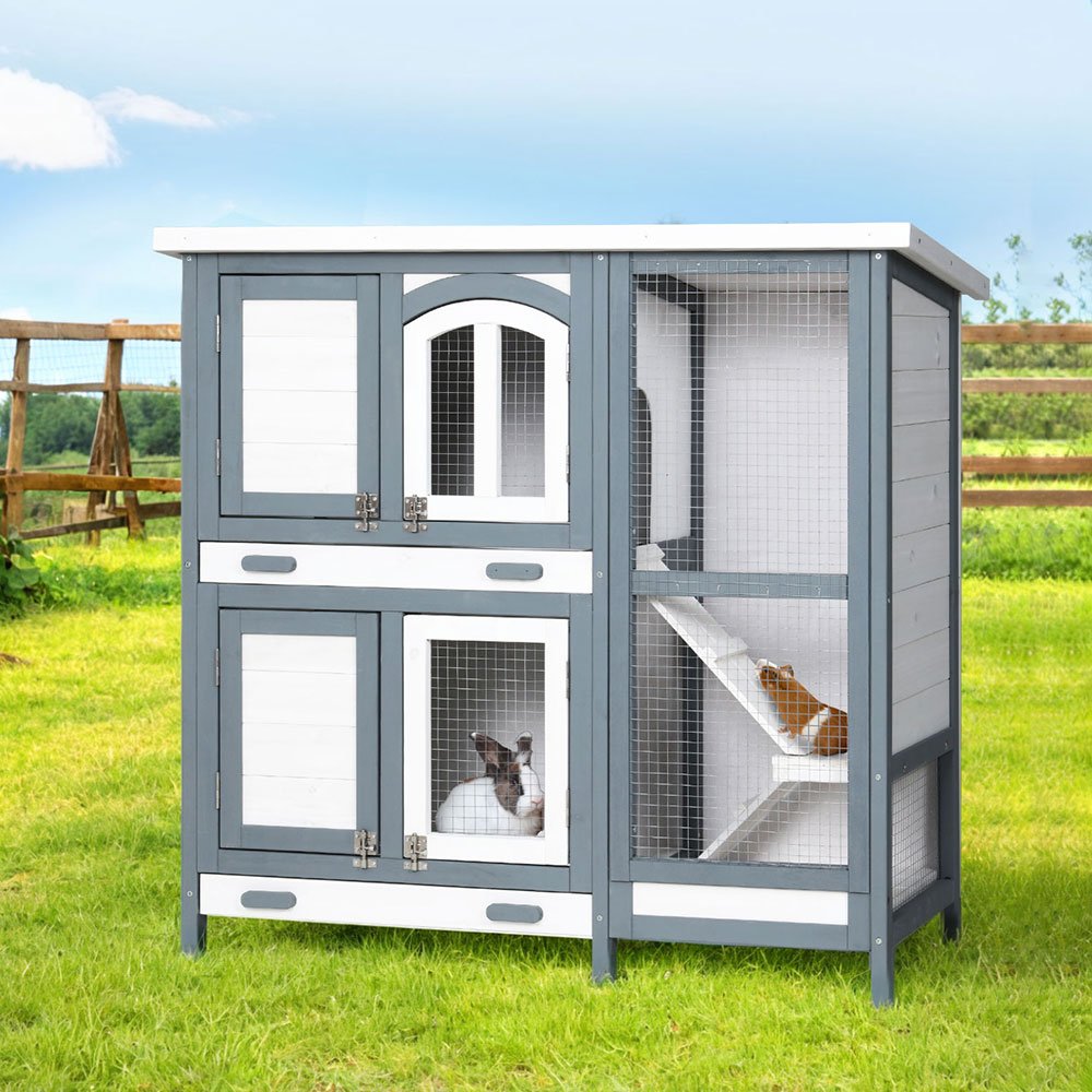 PET-RH-475S-GR-52479-07 i.Pet Rabbit Hutch Chicken Coop 98cm x 45cm x 92cm Chicken Coop Large Wooden House Run Cage Outdoor - Image 1