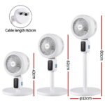 Devanti Pedestal Fan W/ Remote 3 Speed 12H Timer Height Adjustable Cooling Fan - Image 2
