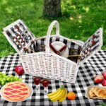 Alfresco 2 Person Picnic Basket Set Willow Vintage Baskets Insulated Blanket Bag - Image 7
