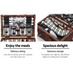 Alfresco 4 Person Picnic Basket Set Deluxe Folding Outdoor Insulated Liquor bag - Image 4